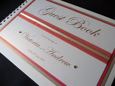 Coral and Gold Wedding Guest Book