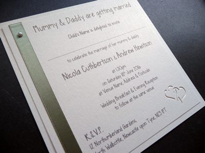 Sage Green and Ivory Mummy and Daddy are getting married flat invitations