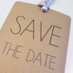 Rustic Loop Tied Tag styled Save the Date card with Lilac Ribbon