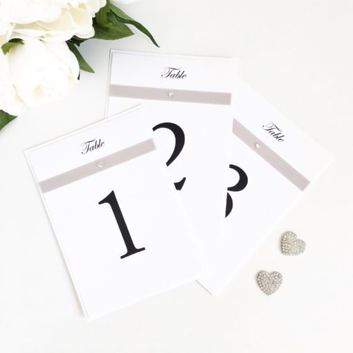 White & Silver Table Number Signs
