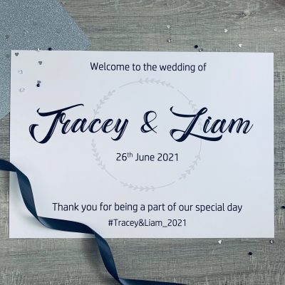 welcome board, handmade wedding stationery, modern