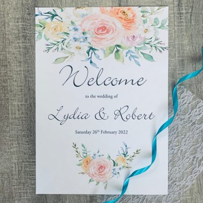floral bouquet welcome board