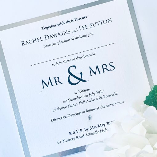 Mr & Mrs flatback with silver mirror border