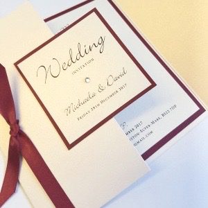 red and ivory gatefold invitation