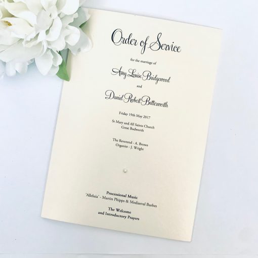 simple ivory order of service booklet