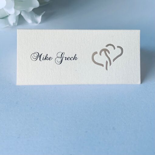 interwined hearts name place card