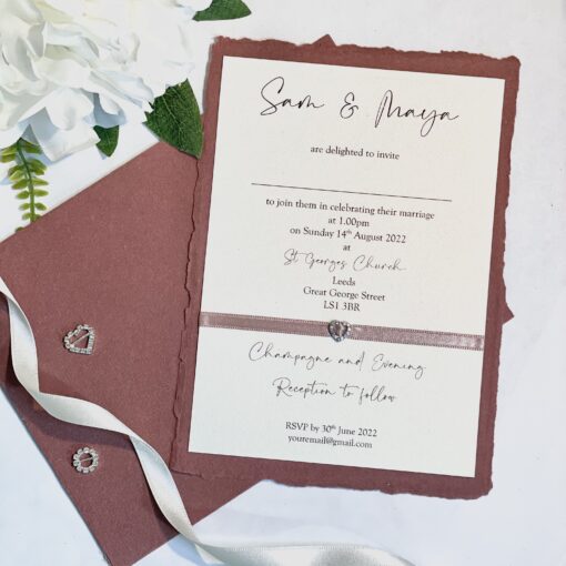 Classic Flat Invitation with handmade paper mount