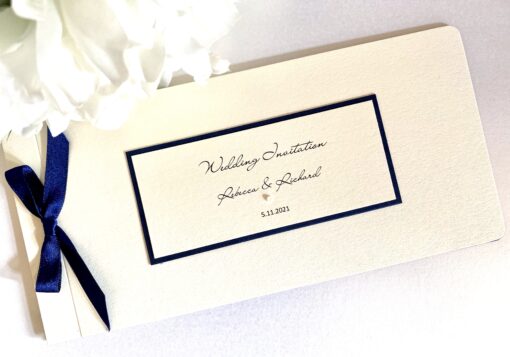Ivory and Navy cheque book with plaque