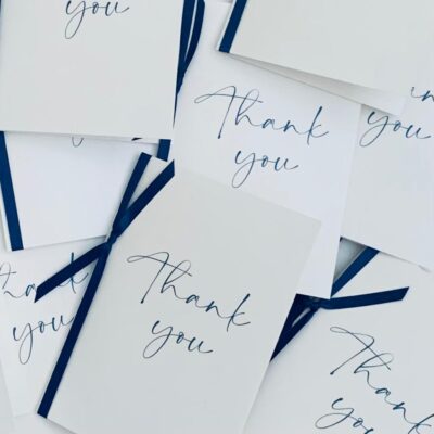 Simple folded Thank you card with ribbon