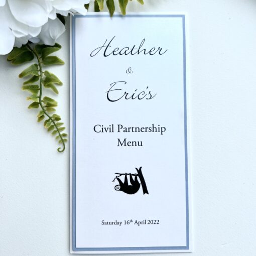 Animal theme day stationery with white and blue mounts