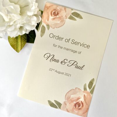 Vintage Roses booklet style Order of Service