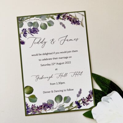 Lavender and eucalyptus classic flat invitation