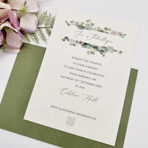 Eucalyptus and lavender Invitation with qr code