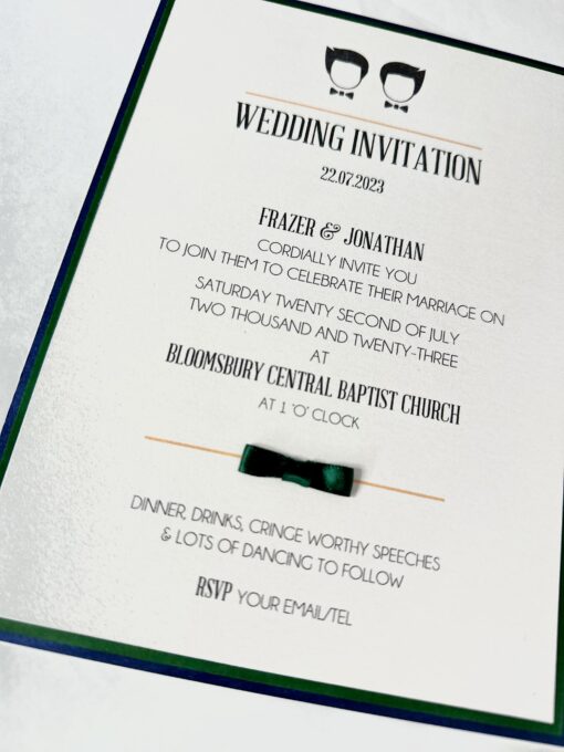 Bow tie and logo flat invitation