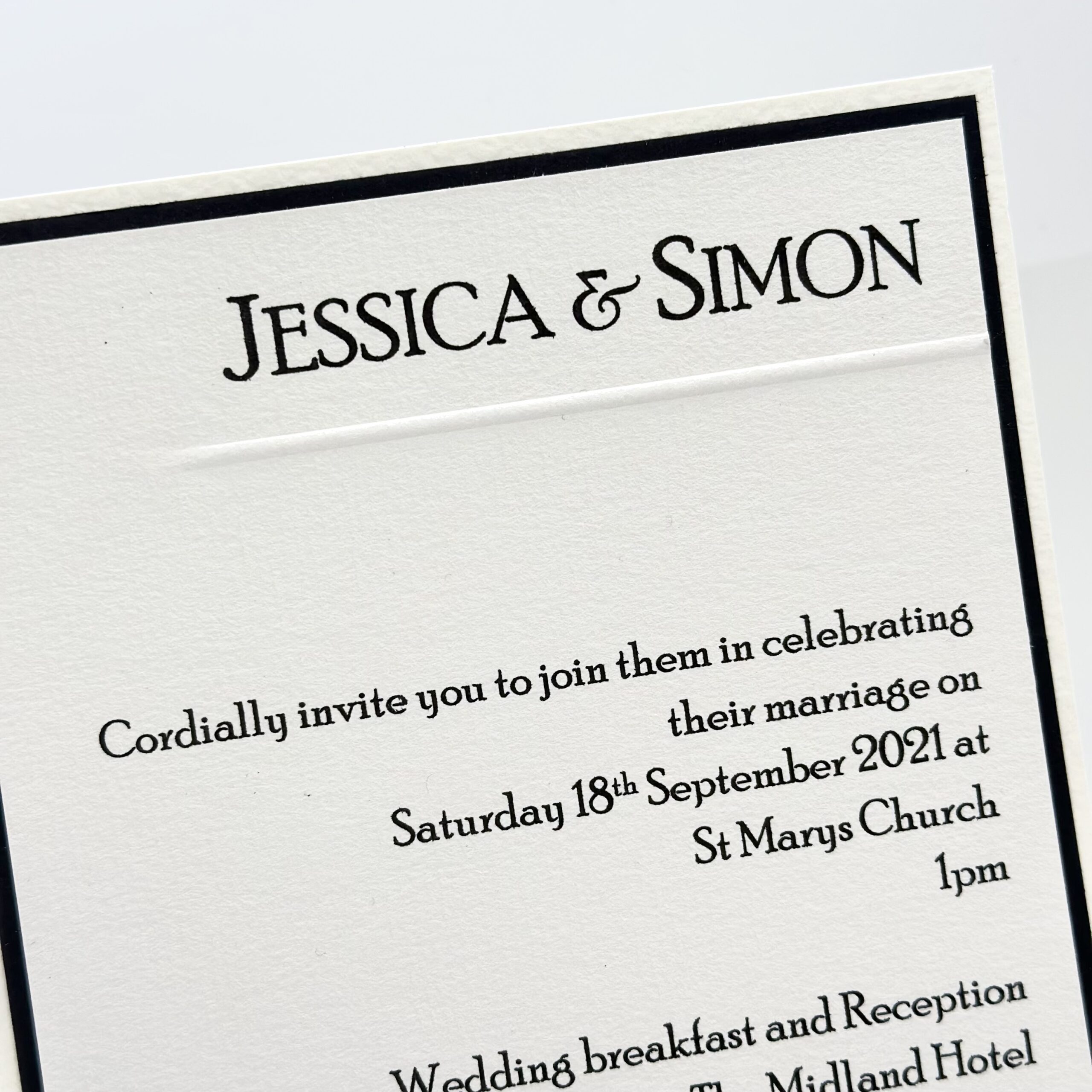 Classic flat Laid Invitation with embossed detail