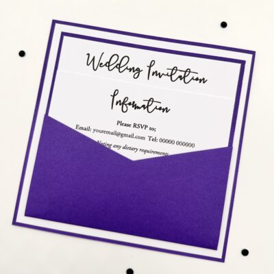 Pocketcard Invitation with purple and white colourscheme