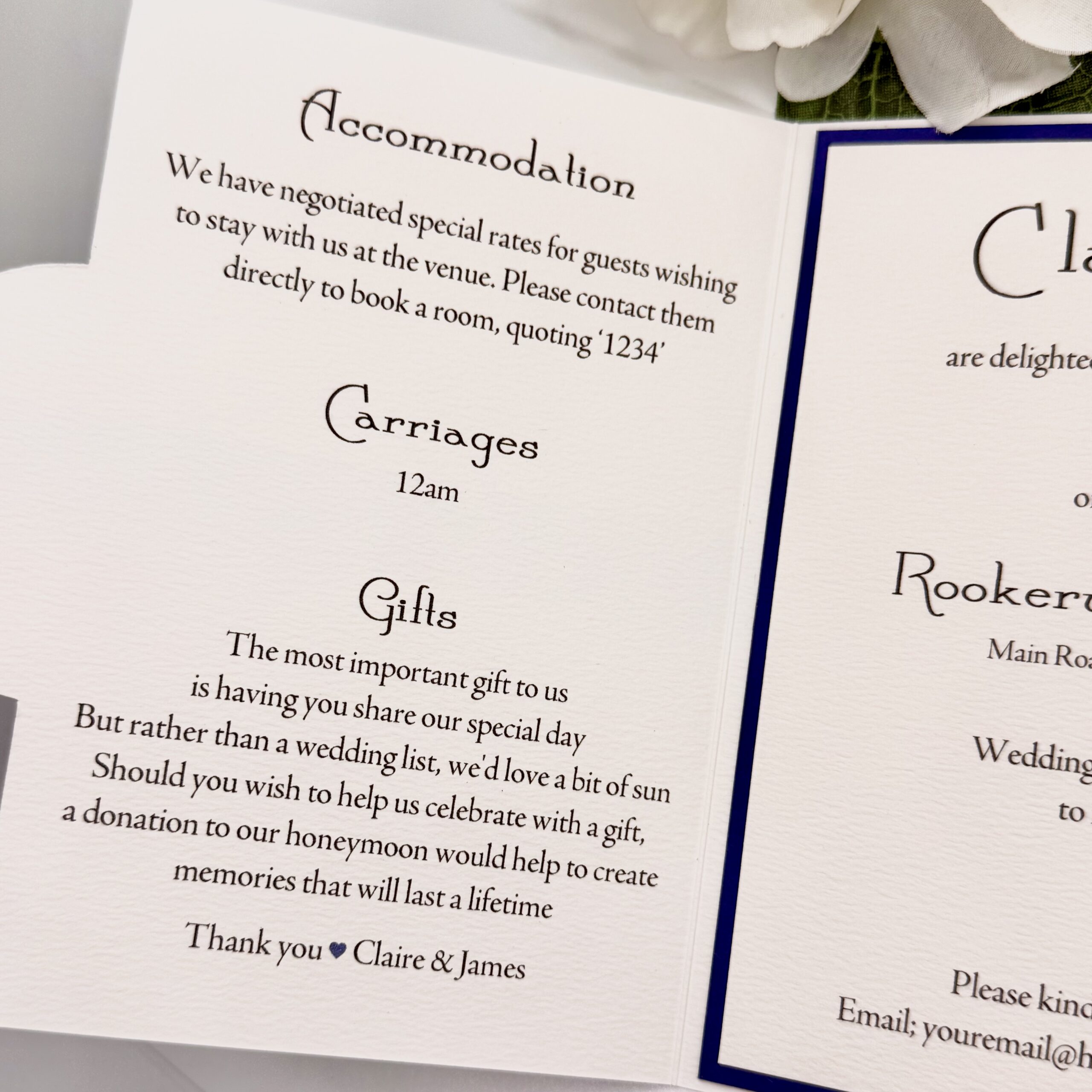 Folded Invitation with personalised initials and knotted ribbon - Image 4