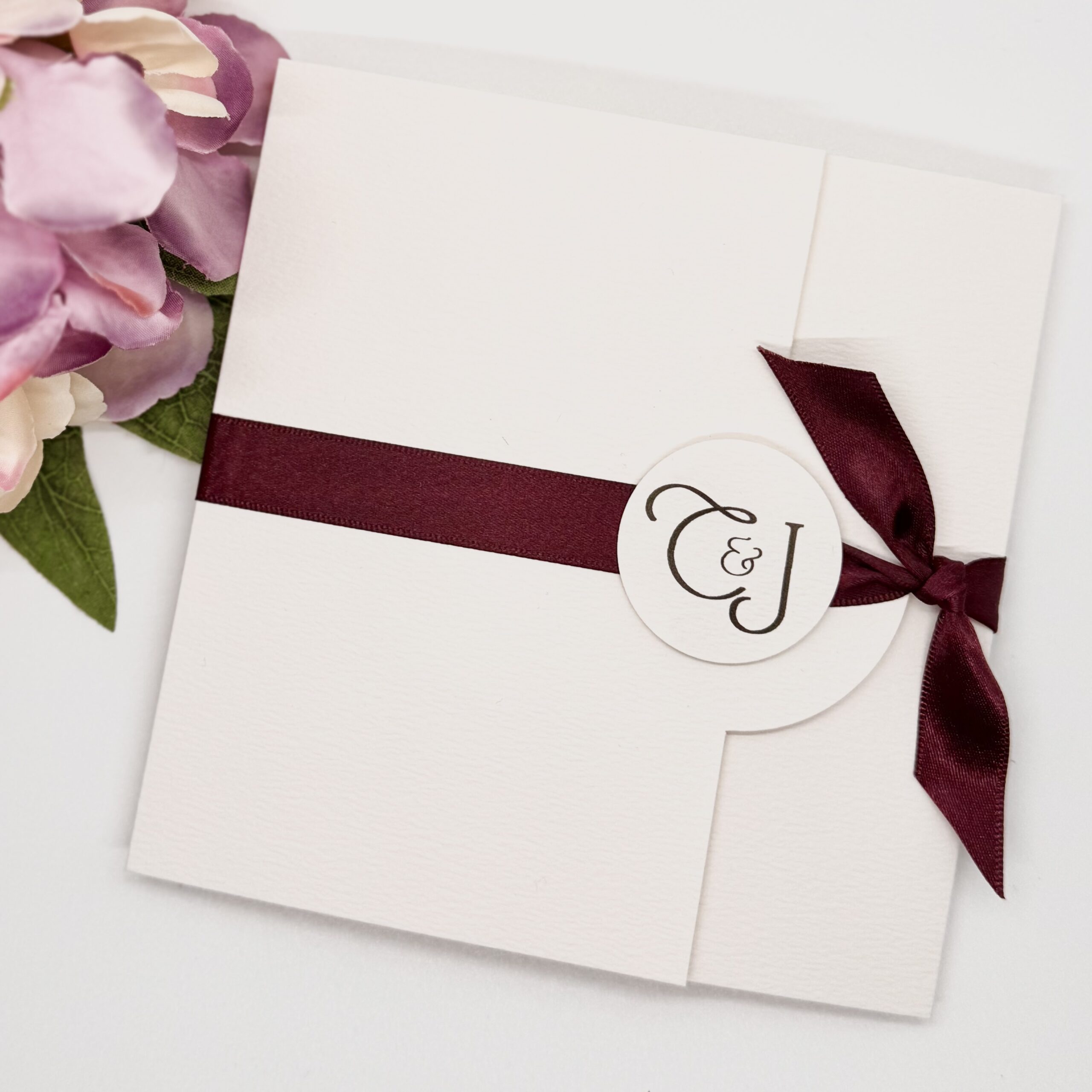 Folded Invitation with personalised initials and knotted ribbon - Image 5