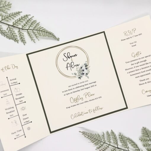 Rustic Gatefold invitation with eucalyptus and thistles - Image 2