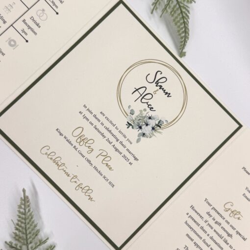 Rustic Gatefold invitation with eucalyptus and thistles - Image 3