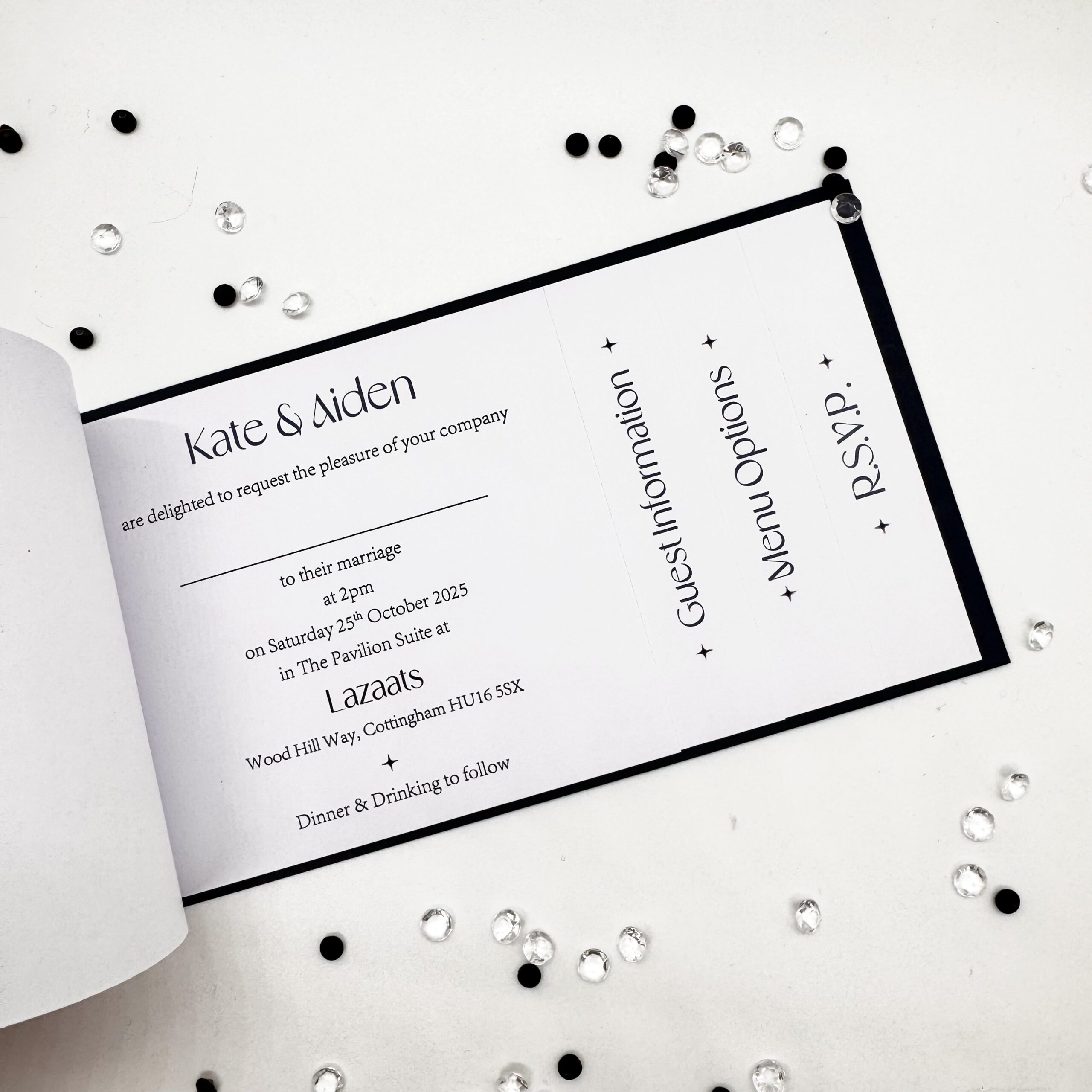 Celestial Sun and Moon chequebook invitation Celestial Sun and Moon chequebook invitation