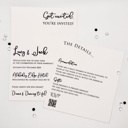 Curved 'Get Excited' Flat Pocketcard Invitation with Knotted Ribbon - Image 3