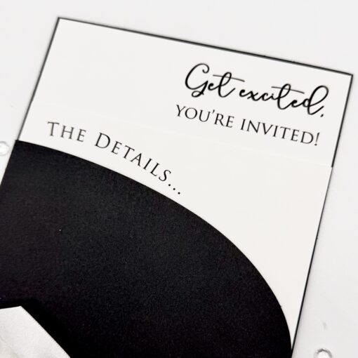 Curved 'Get Excited' Flat Pocketcard Invitation with Knotted Ribbon - Image 2
