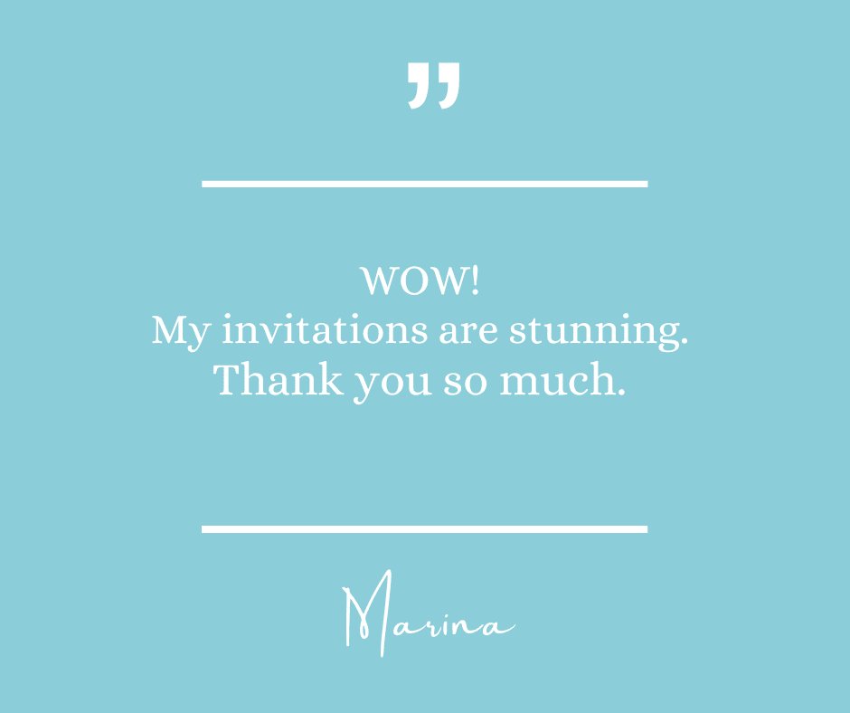 I Do designs Wedding Stationery Testimonial from Marina