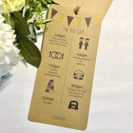 Rustic Loop-Tied Wedding Invitations with Twine and Bunting Detail
