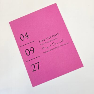 Fuchsia Pink Contemporary Printed Save the Date