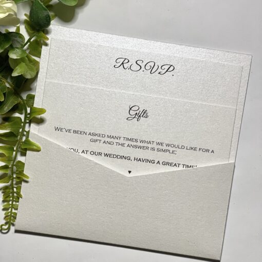 Flat Pocketcard Wedding Invitation with Silver Glitter and Blush Pink - Image 2