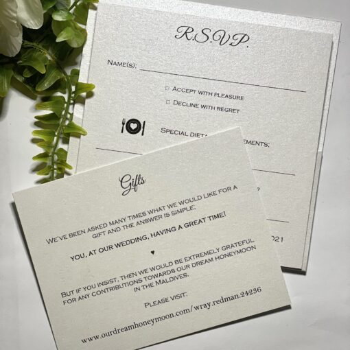 Flat Pocketcard Wedding Invitation with Silver Glitter and Blush Pink - Image 3