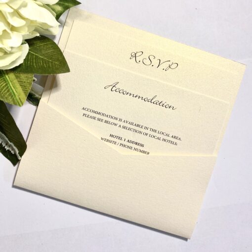 Flat Pocketcard Wedding Invitation with a Gold and Burgundy Colour Scheme - Image 3