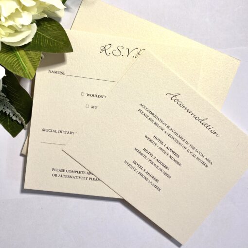 Flat Pocketcard Wedding Invitation with a Gold and Burgundy Colour Scheme - Image 2