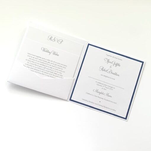 Navy and white pocketfold with bellyband