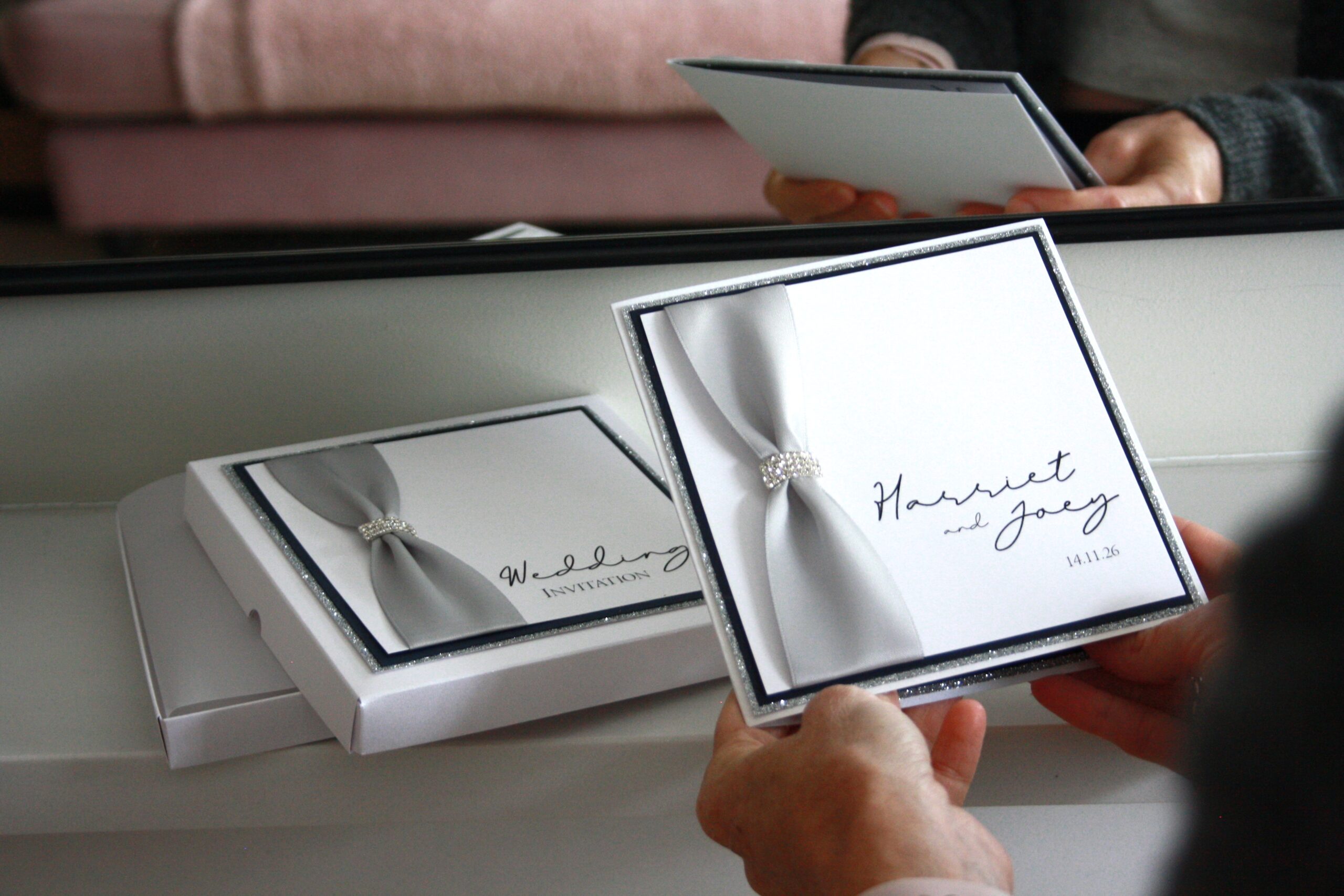 Luxury Folded invitation with buckle detail and matching box