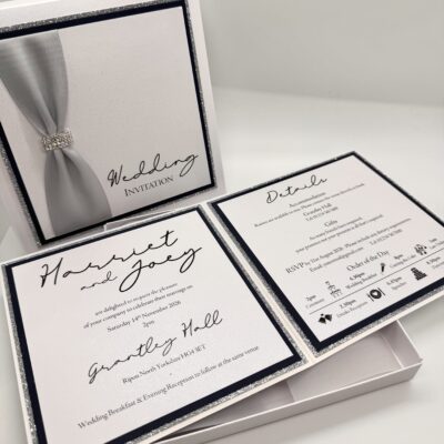 Luxury Boxed Wedding Invitation with Ribbon and Buckle Detail