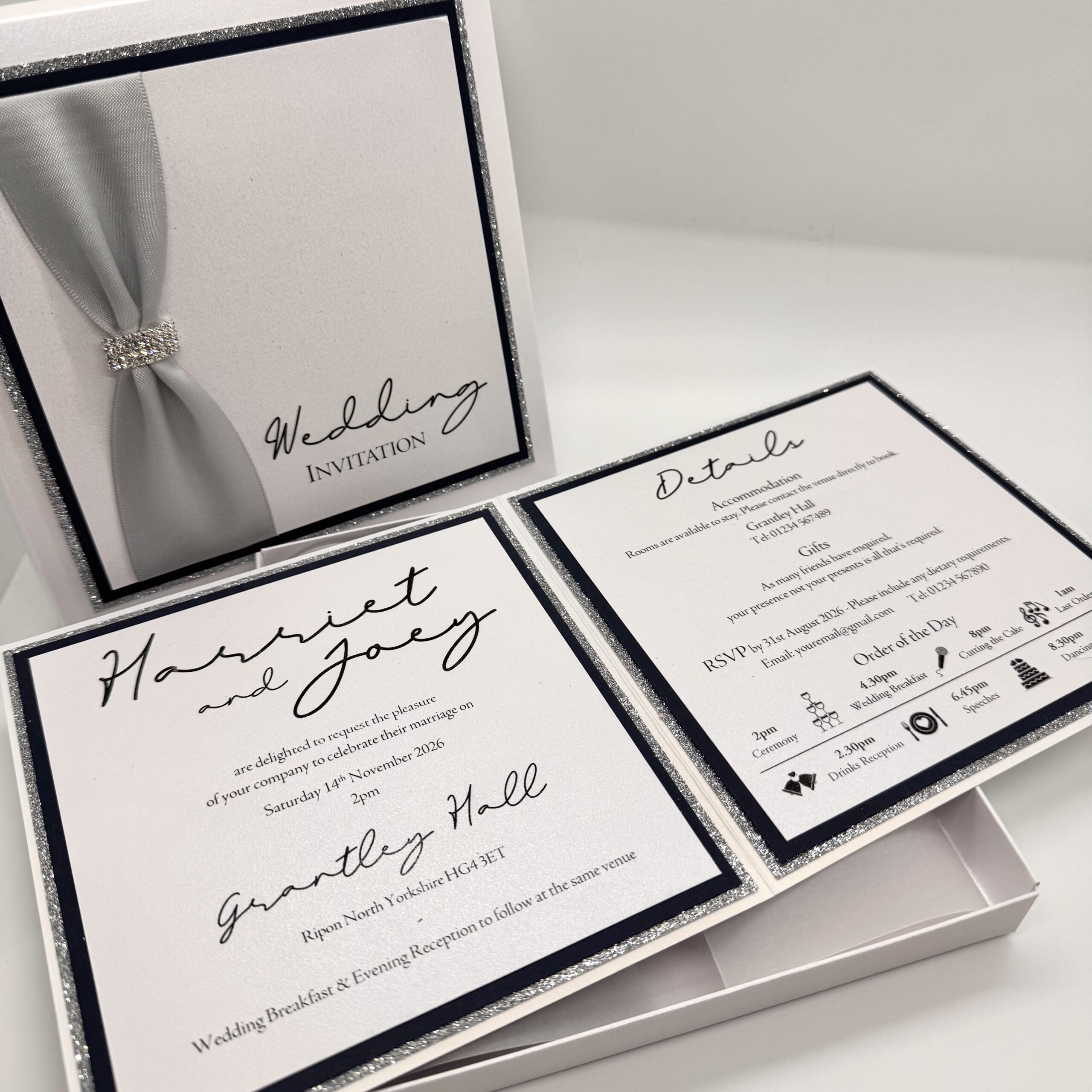 Luxury Boxed Wedding Invitation with Ribbon and Buckle Detail