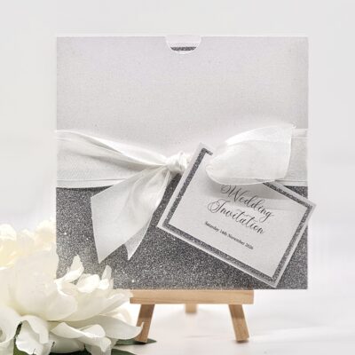 Luxury Wallet style invitation with tag and bow
