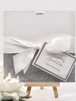 Luxury Wallet style invitation with tag and bow