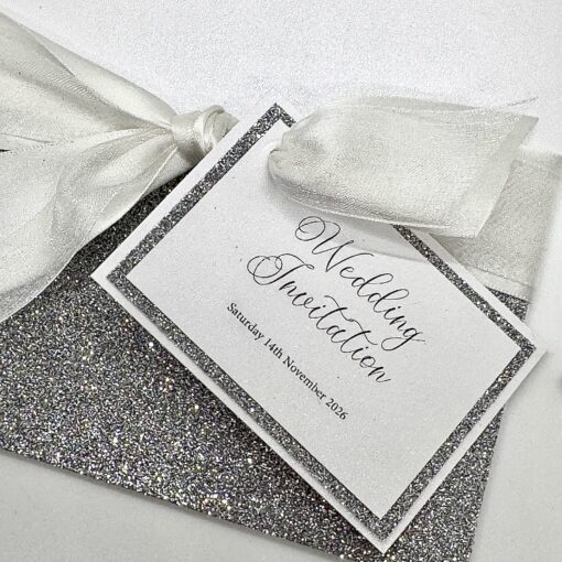 Luxury Wallet style invitation with tag and bow