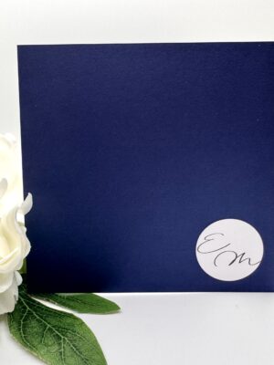 Modern Navy folded invitation with personalised mount