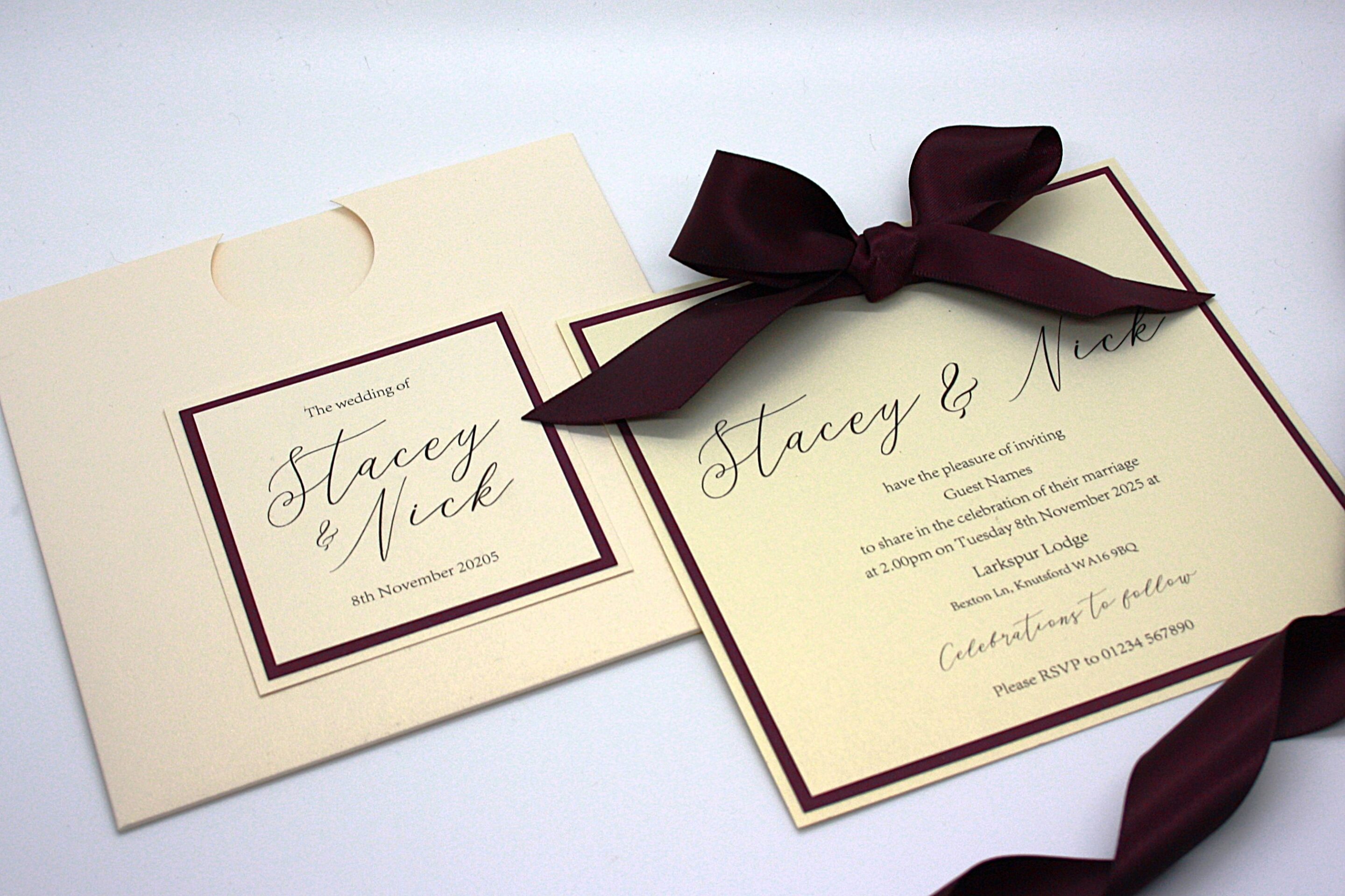 Wallet invitation with large bow